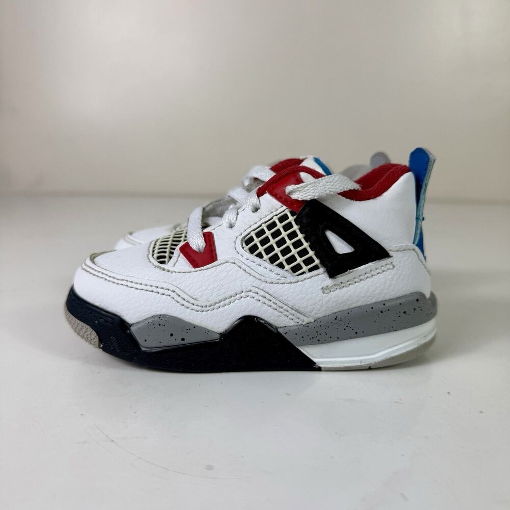 Nike Air Jordan 4 What The BRED Blue Military Fire Red Baby Toddler Size 7C